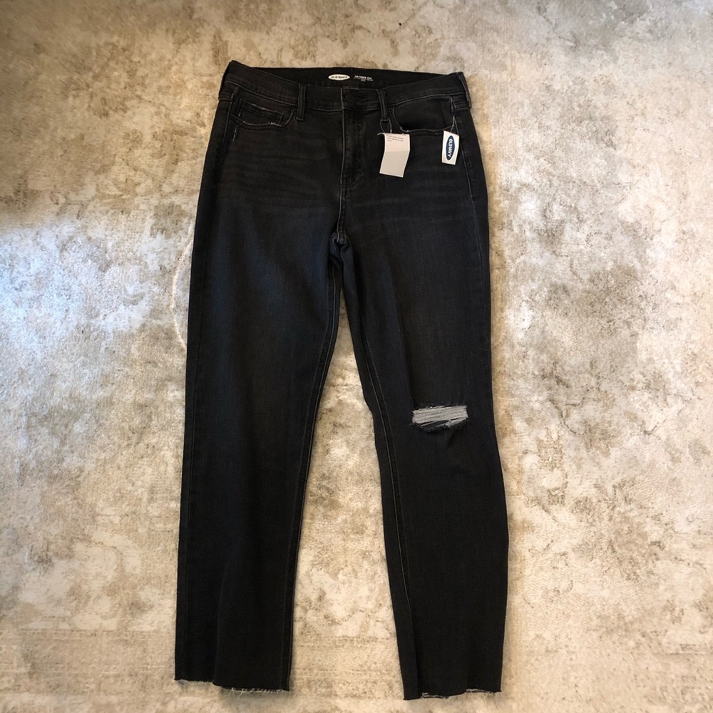 Old Navy High Waisted Distressed Straight  Jeans